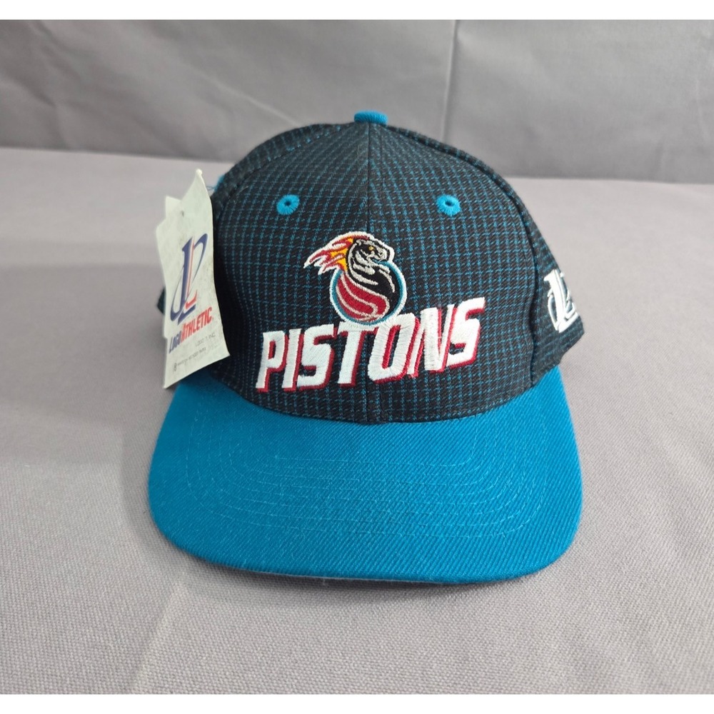 Vintage Logo Athletic Pistons Hat Mens Snapback Blue Detroit NBA Basketball Cap